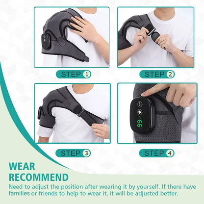 Heated Shoulder Wrap, Shoulder Heating Pads Massager for Men Women, Electric Cordless Vibration Massage Heated Shoulder Braces with 3 Heating Setting, Left Right Shoulder Massage