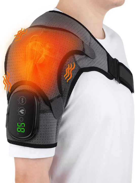 Heated Shoulder Wrap, Shoulder Heating Pads Massager for Men Women, Electric Cordless Vibration Massage Heated Shoulder Braces with 3 Heating Setting, Left Right Shoulder Massage