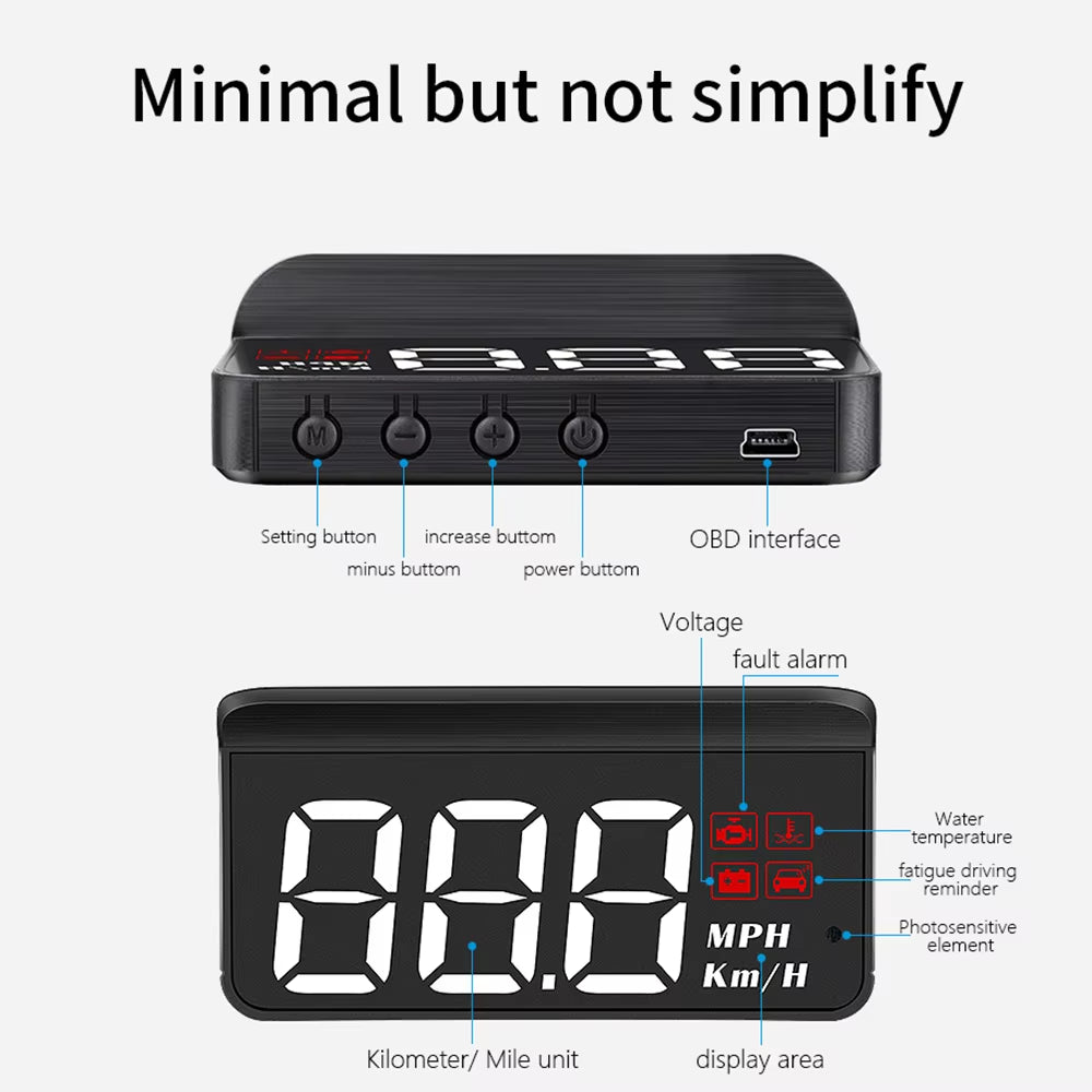 M3 OBD2 HUD Car Head up Display Speedometer Monitor on Board Computer Windshield Projector Digital Electronic Auto Accessories