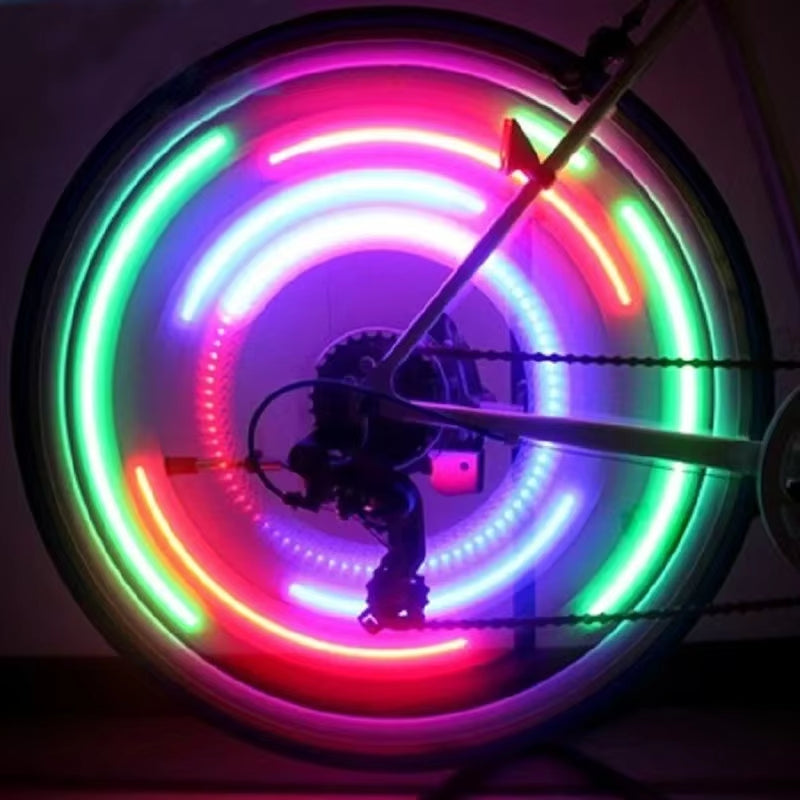 Bicycle Wheel Spoke Light 3 Mode LED Neon Waterproof Bike Safety Warning Light Easy to Install Bicycle Accessories with Battery