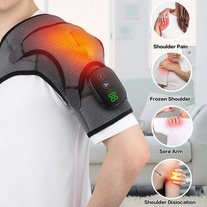 Heated Shoulder Wrap, Shoulder Heating Pads Massager for Men Women, Electric Cordless Vibration Massage Heated Shoulder Braces with 3 Heating Setting, Left Right Shoulder Massage